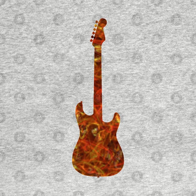 Red on Yellow Flame Guitar Silhouette by gkillerb